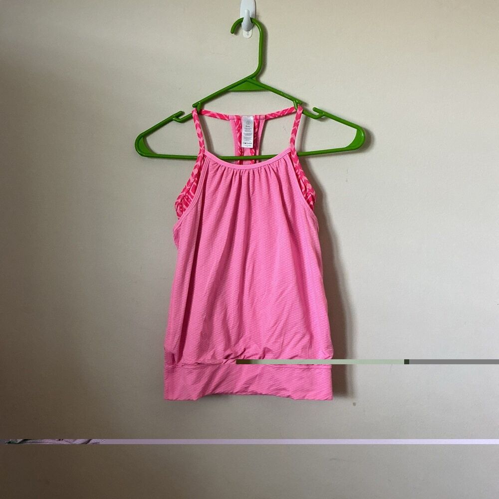 IVIVVA by LULULEMON Girls Size 8 Pink Double Dutch Layered Tank Top Racerback